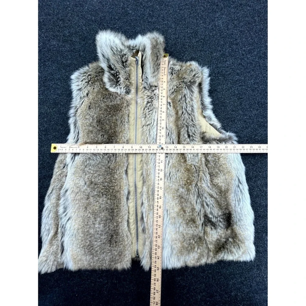 Weatherproof Reversible Vest Womens Large Tan Brown Full Zip Faux Fur Mock Neck - Picture 7 of 8